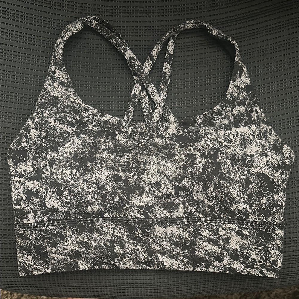Lululemon long line energy sports bra Women's Black and White sz 4